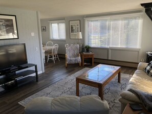 Smart TV, fireplace, stereo