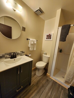 Deluxe Apartment | Bathroom | Shower, free toiletries, hair dryer, towels