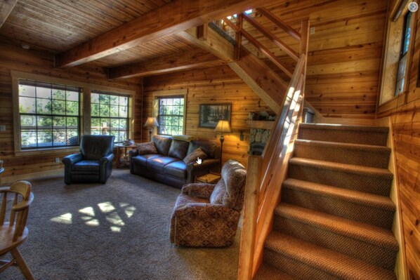 TV, fireplace, DVD player, video library