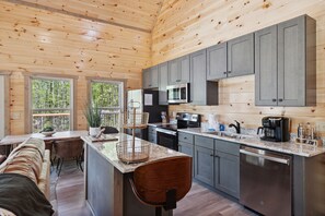Fridge, microwave, oven, stovetop - A Pine Choice is a Newly Built 2 Bedroom Luxury Cabin Minutes from Gatlinburg and Pigeon Forge! (Sevierville)