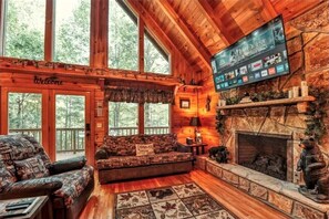 Televisión, chimenea y videojuegos