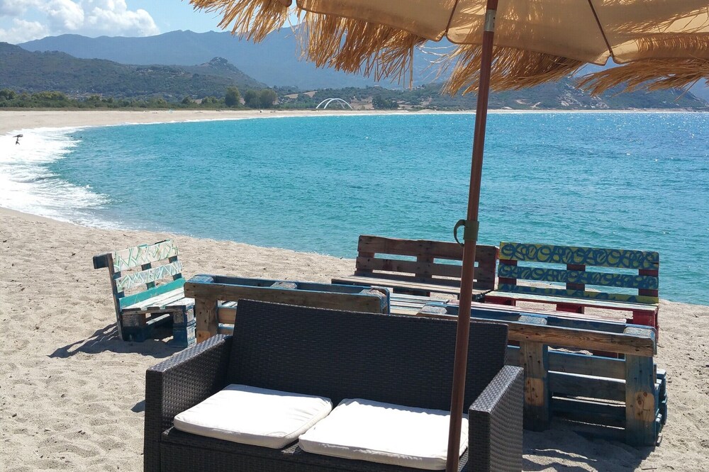 Flat by the seaside, large view on the Sagone bay, beach 6 minutes walking