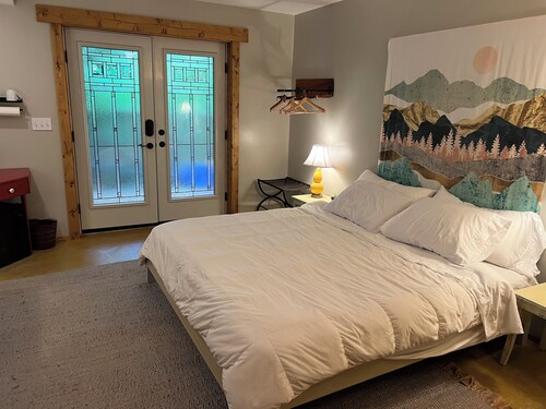 Private apartment in a quiet neighborhood with lots of trees and privacy.