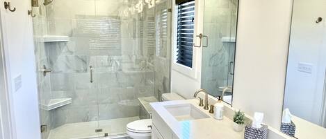 Baignoire à remous, séchoir à cheveux, serviettes fournies, savon