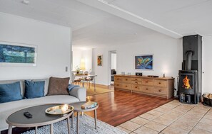 Una televisión, una chimenea