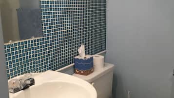 Secadora de cabello, toallas, jabón, shampoo