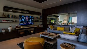Smart TV, books, stereo