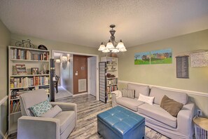 TV, DVD player, books, video library