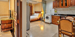 디럭스 아파트 | 전용 주방 | 미니 냉장고, 조리 도구/접시/주방 기구