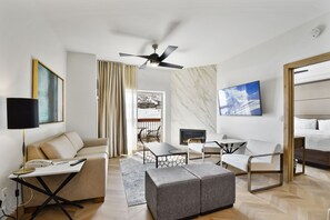 TV, fireplace, DVD player, table football