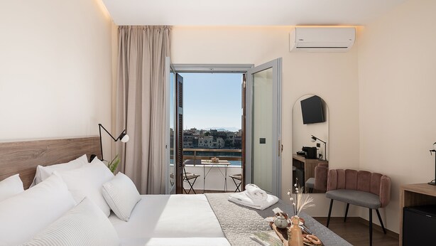 Luxury Double or Twin Room, Balcony, Sea View | Minibar, in-room safe, soundproofing, iron/ironing board (on request) - Amphitrite hotel (Chania)