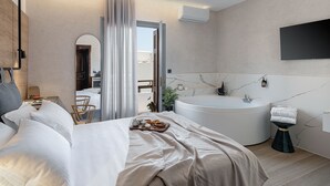 Deluxe Double Room, Jetted Tub, City View | Minibar, in-room safe, soundproofing, iron/ironing board (on request) - Amphitrite hotel (Chania)