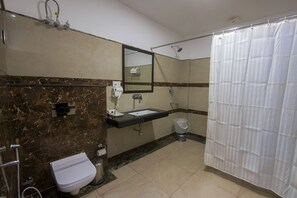 Premium Double Room | Bathroom | Shower, rainfall showerhead, free toiletries, slippers - Hotel Shivaay (Dharamshala)