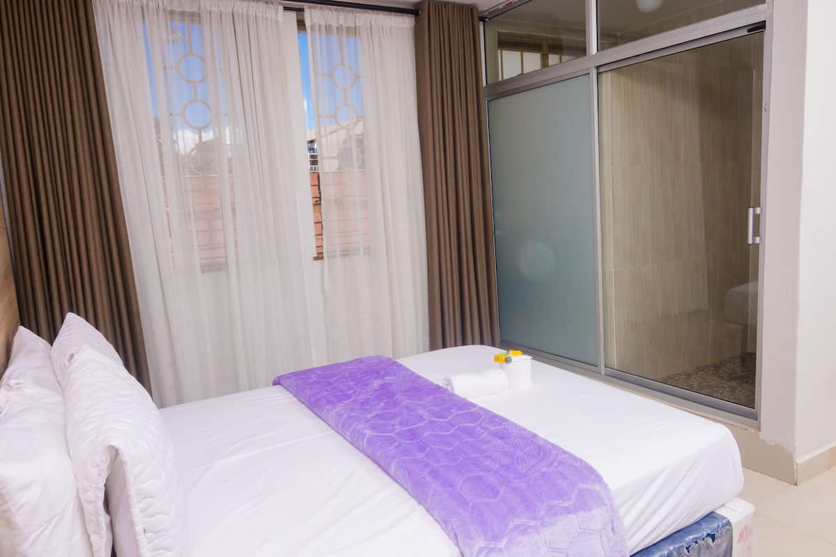 Blackout curtains, iron/ironing board, free WiFi, bed sheets