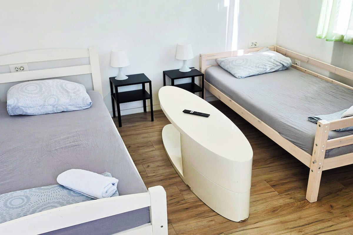 Laptop workspace, WiFi (free), bed sheets