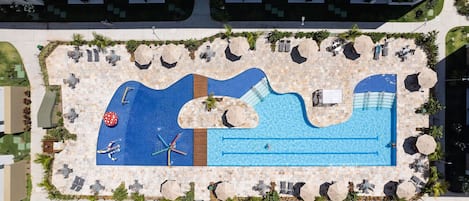 3 outdoor pools, pool umbrellas, pool loungers