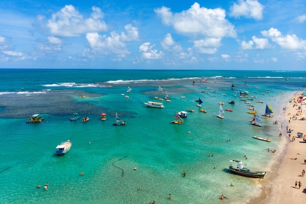 On the beach, white sand