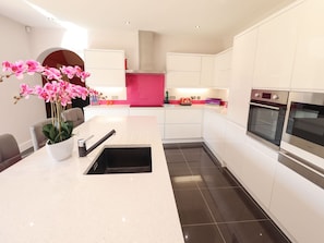 Fridge, dishwasher, electric kettle, toaster