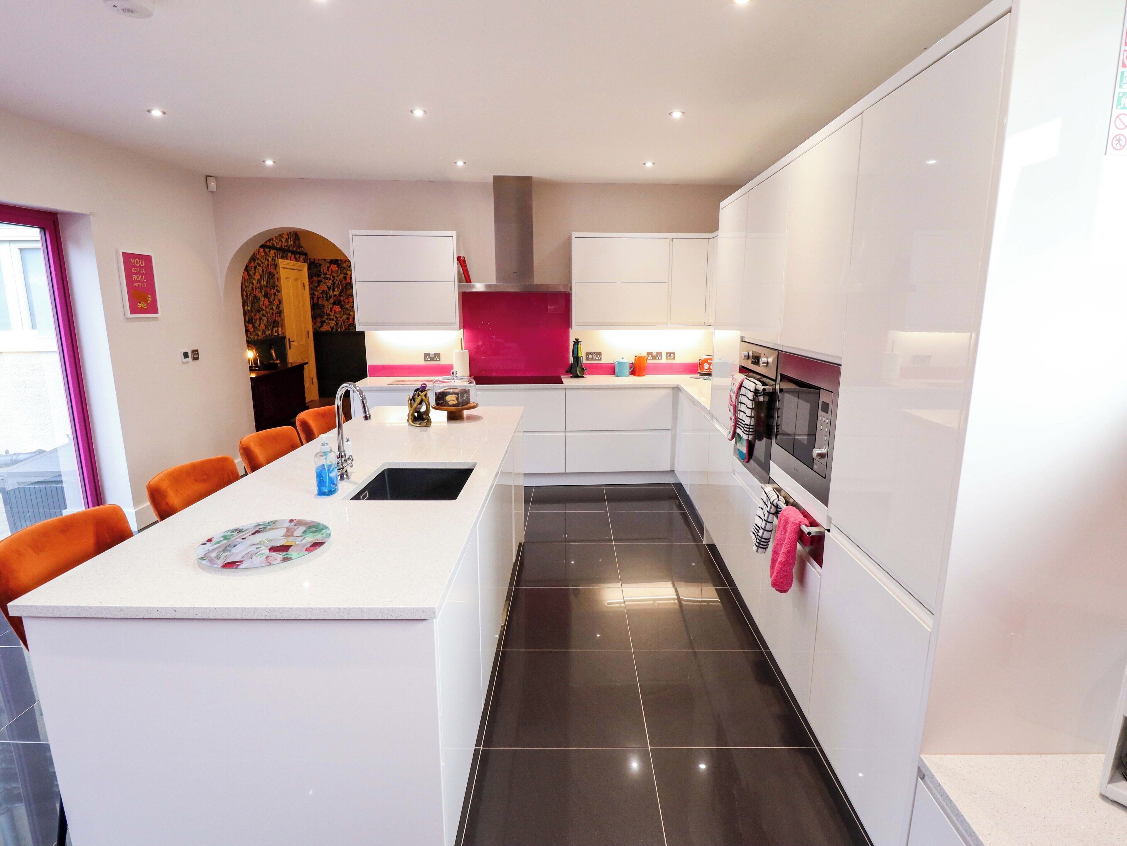 Fridge, dishwasher, electric kettle, toaster