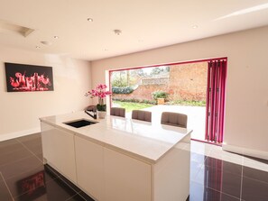 Fridge, dishwasher, electric kettle, toaster