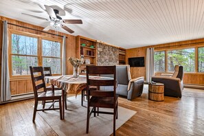 TV, fireplace, foosball, table tennis