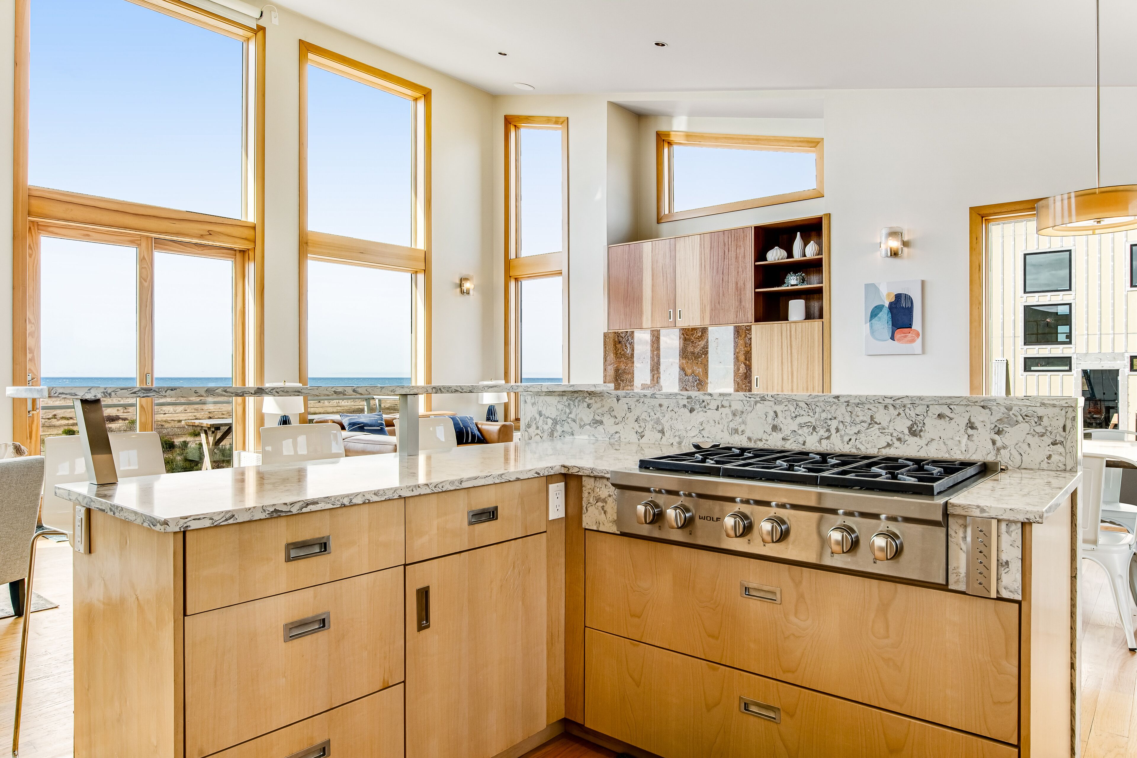 Oceanfront, dog-friendly home with amazing view, hot tub, decks & fireplace