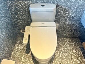 A toilet with a control panel and a white tank. - Blossom Hill Hotel Wuxi Yangshan (Wuxi)