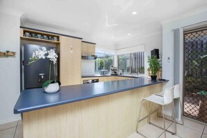 Fridge, microwave, oven, highchair