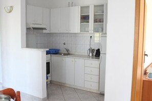 Fridge, oven, coffee/tea maker, electric kettle