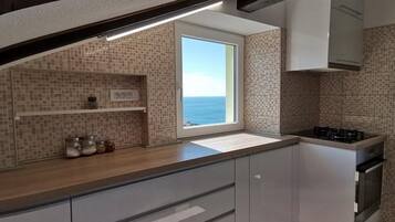Fridge, oven, dishwasher, coffee/tea maker