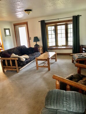 Una televisión, una chimenea, un reproductor de DVD