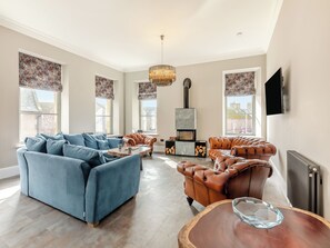 TV, fireplace