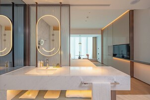 Free toiletries, hair dryer, bathrobes, slippers