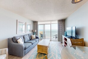 TV, DVD player, video library - Fantastic oceanfront condo with pool, hot tub, balcony, & W/D (North Myrtle Beach)