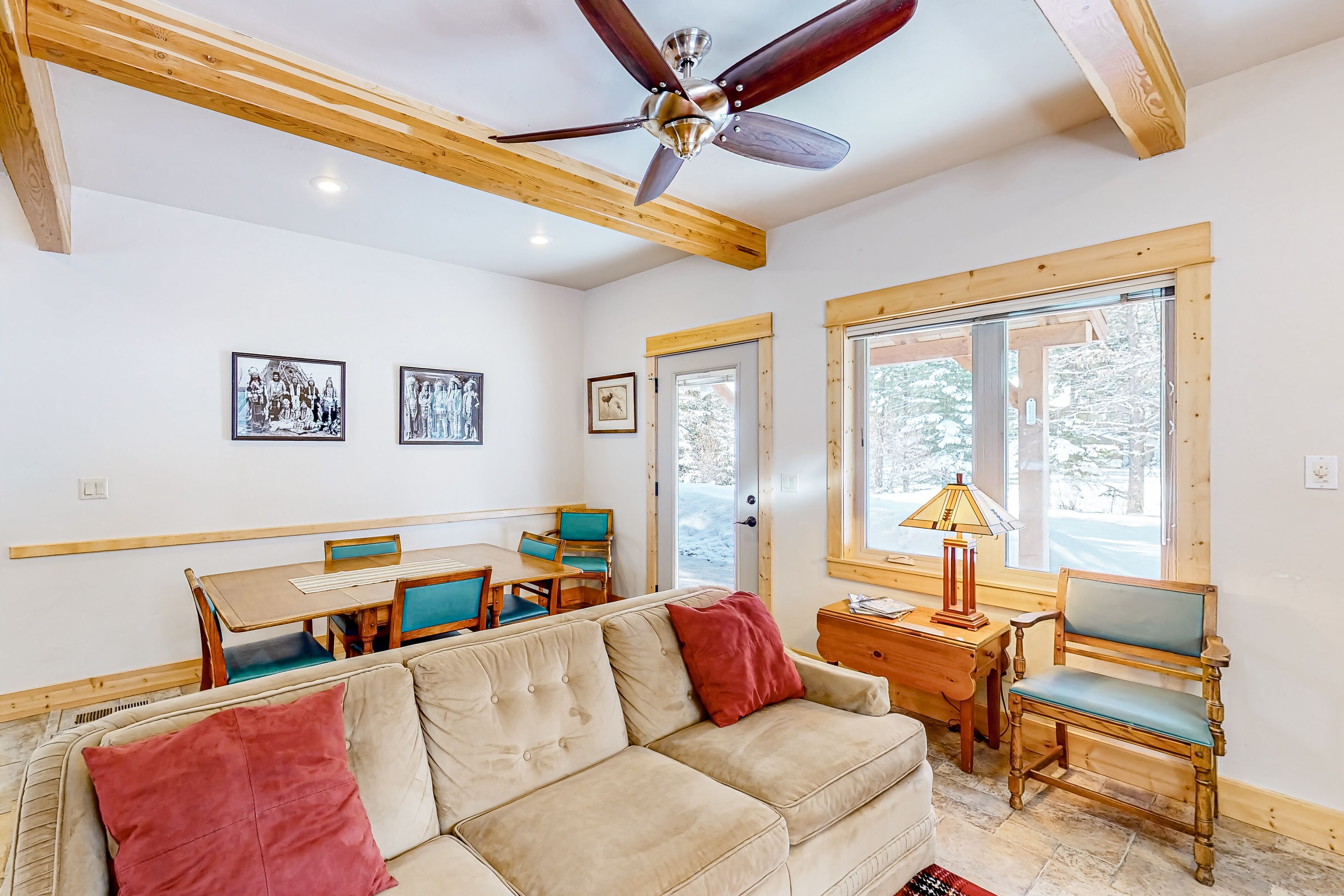 Inviting riverfront home with fireplace, mountain view & W/D - dog-friendly