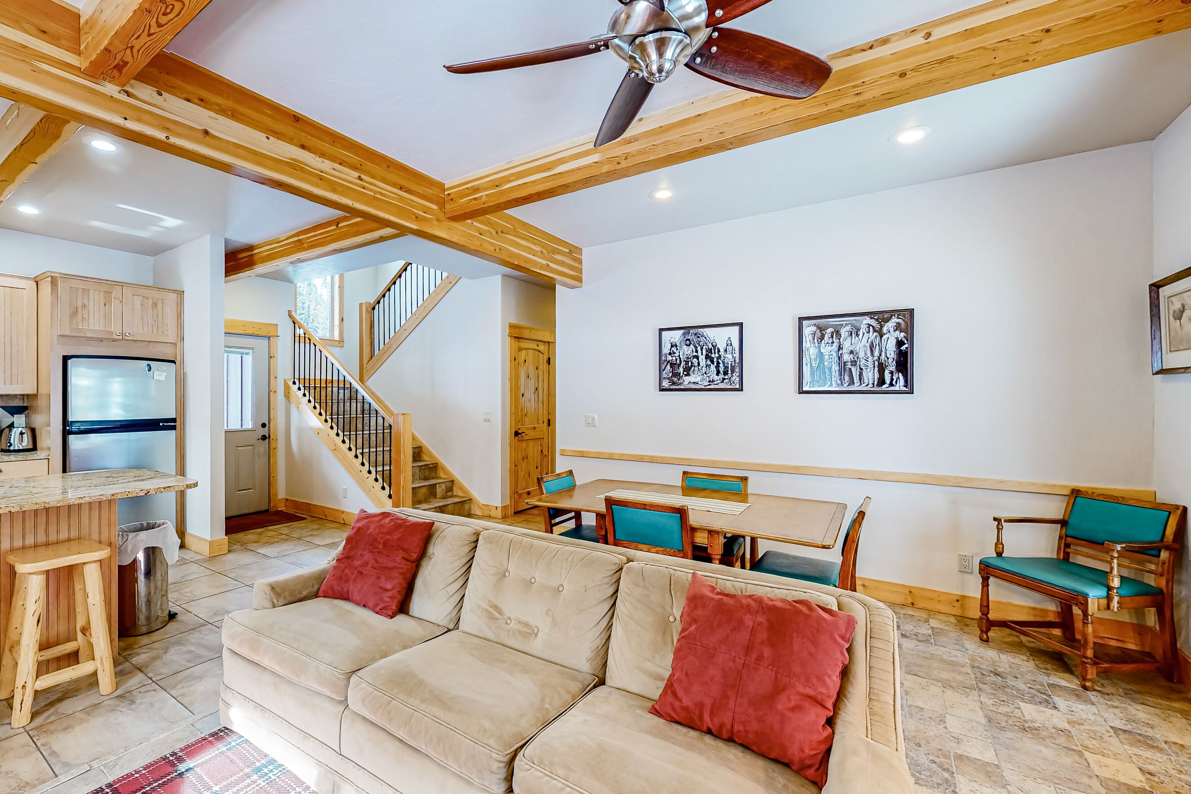 Inviting riverfront home with fireplace, mountain view & W/D - dog-friendly