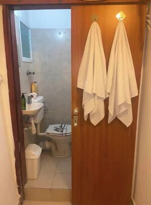 Serviettes fournies, savon, shampoing, papier toilette