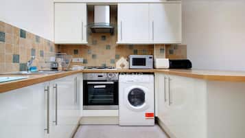 Fridge, microwave, oven, toaster