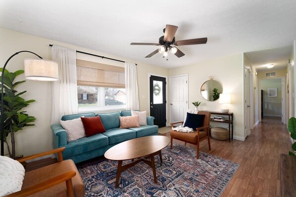 Smart TV, foosball, table tennis, books