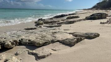 Plage, chaises longues, serviettes de plage