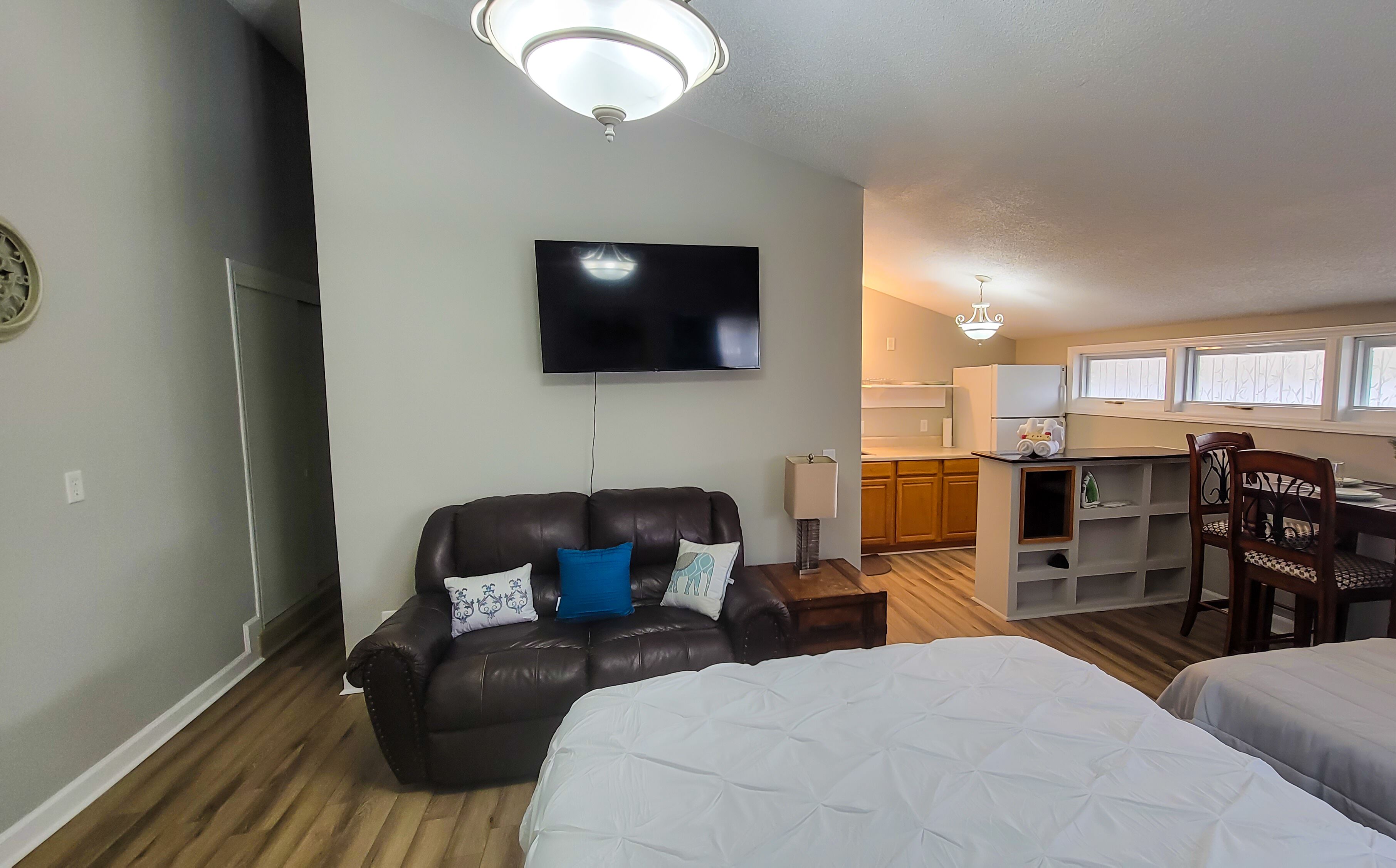 Renovated Suite with 1 queen bed and a Twin. Kitchen & bath for your privacy.