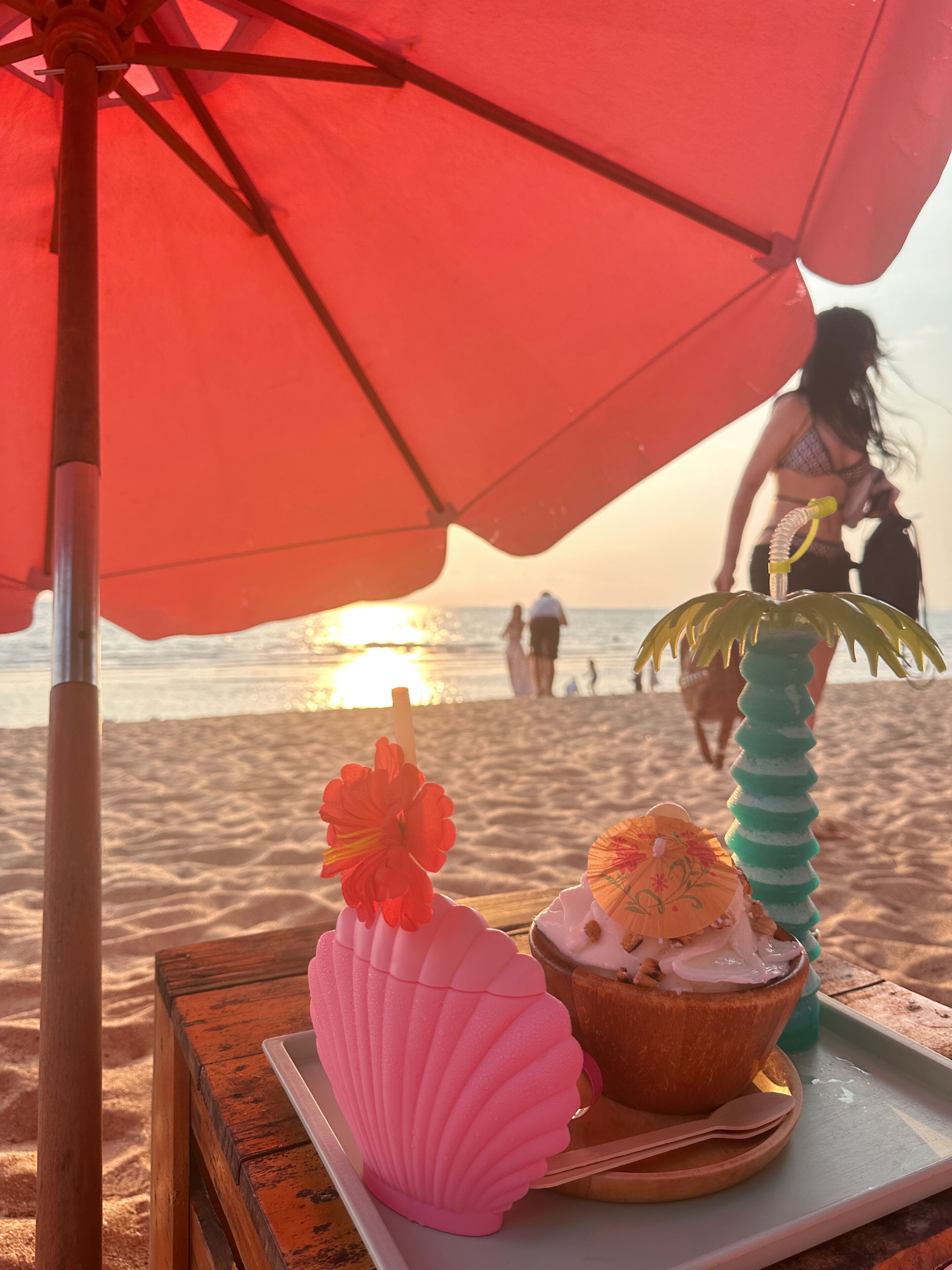 Sun loungers, beach umbrellas