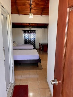 1 bedroom, desk, blackout curtains, iron/ironing board