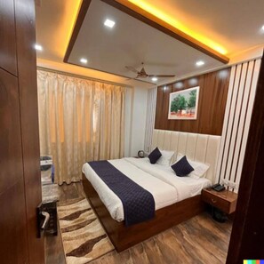 Premium bedding, memory-foam beds, in-room safe, individually decorated