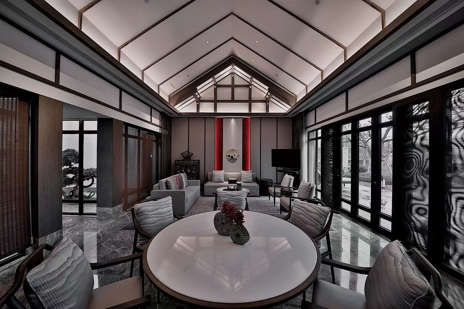 Yuehu three-bedrooms detached villa | Living area | 50-inch LCD TV with satellite channels