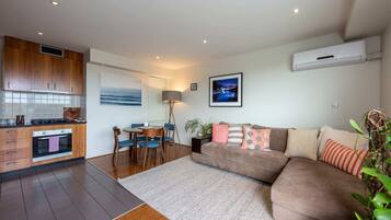 Basic Apartment, 1 Queen Bed | Living area | TV