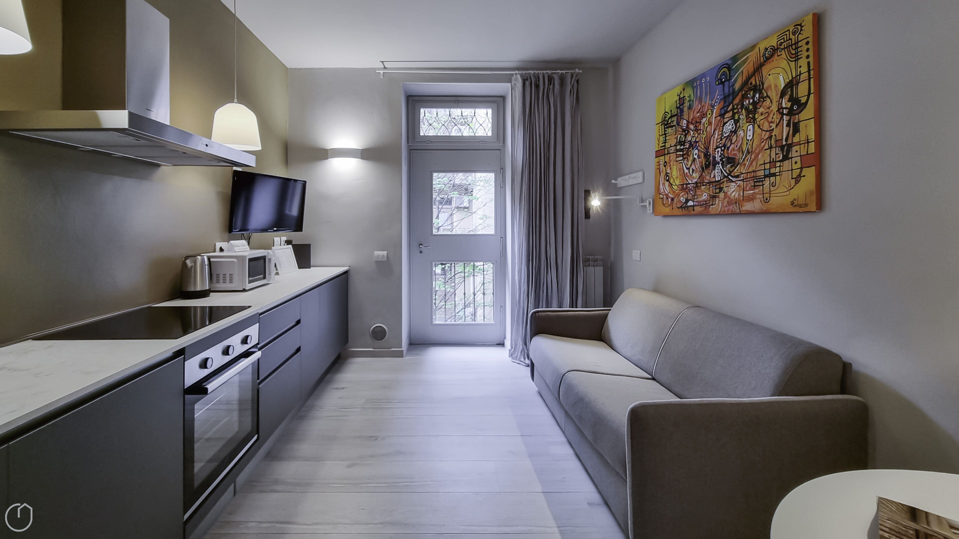 Huoneisto (1 Bedroom) | Yksityinen keittiö | Mikroaaltouuni, uuni, espressokone, vedenkeitin