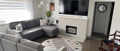 Smart TV, chimenea, videojuegos y libros