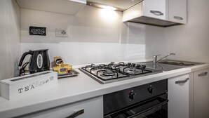 A modern kitchen with a gas stove, oven, and a built-in sink. - Residenza Fanti (Florence)