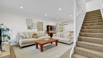 TV, DVD player, books, offices